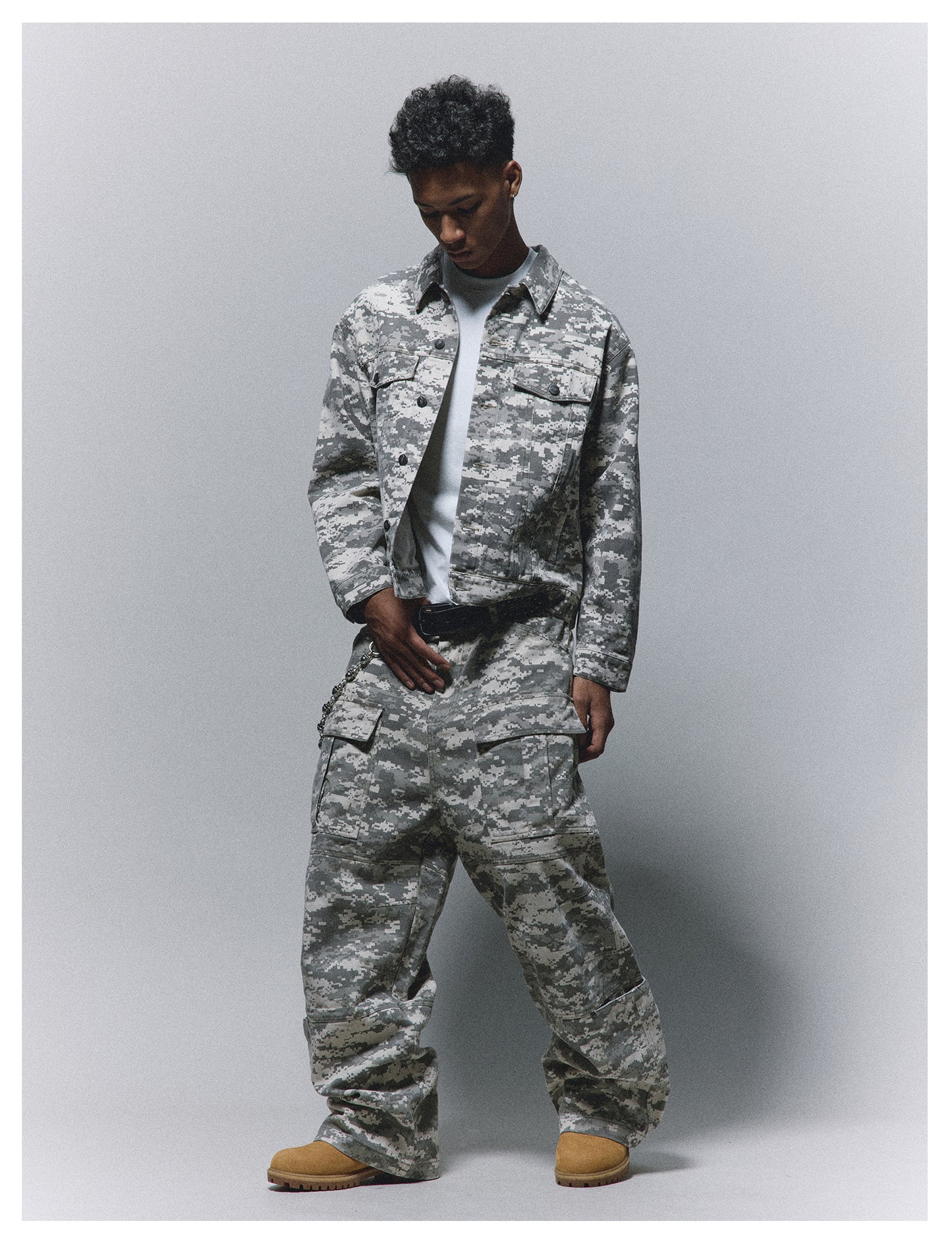 Camouflage Military Style Denim Jeans