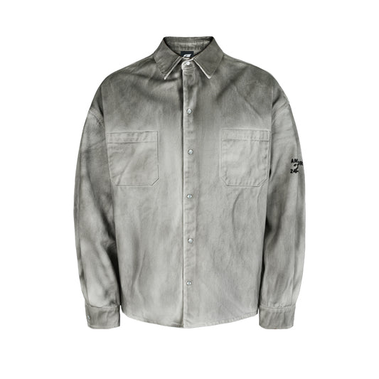 White-to-Grey Gradient Denim Jacket