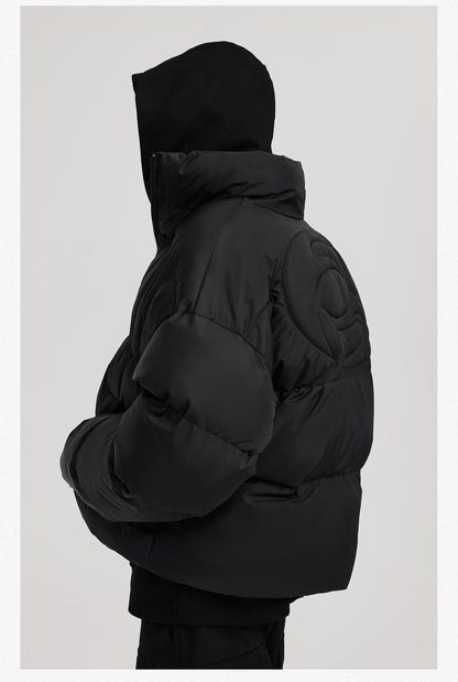 Embossed Embroidery Thickened Short Down Jacket