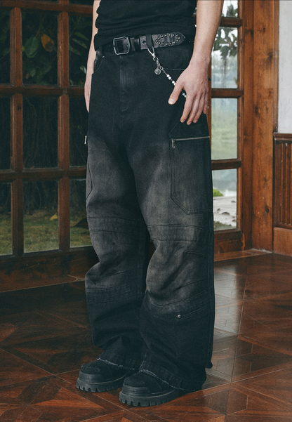 Hidden Pocket Straight-Leg Denim Pants