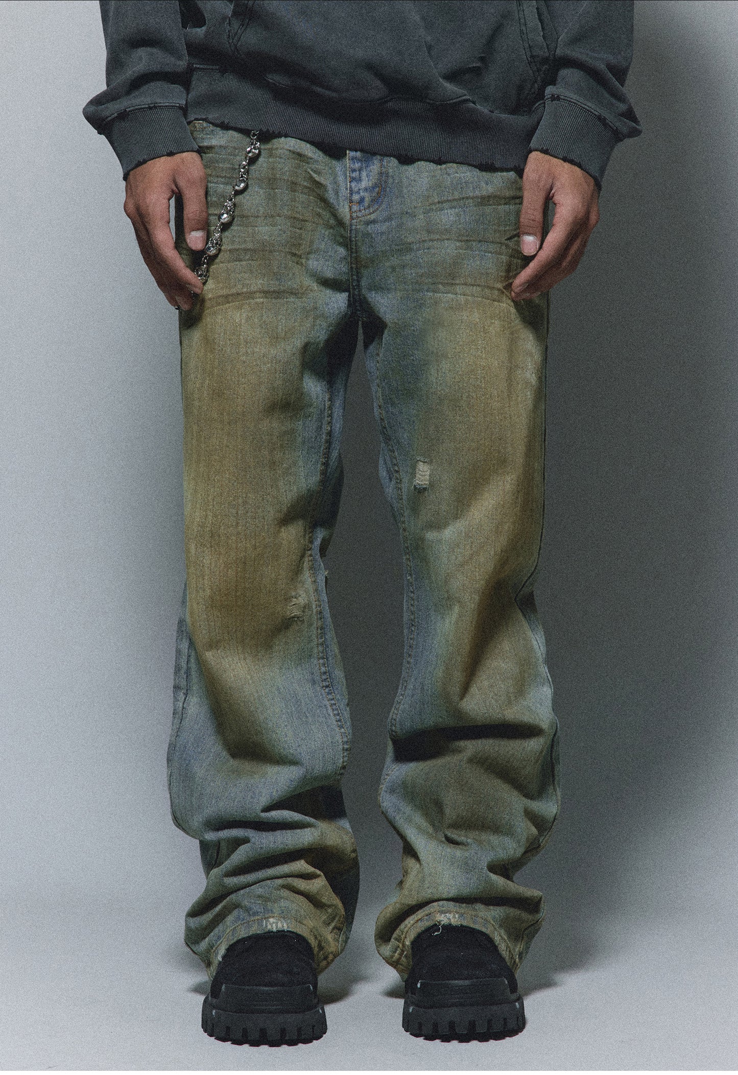 Dirty Stripe Flared Denim Pants