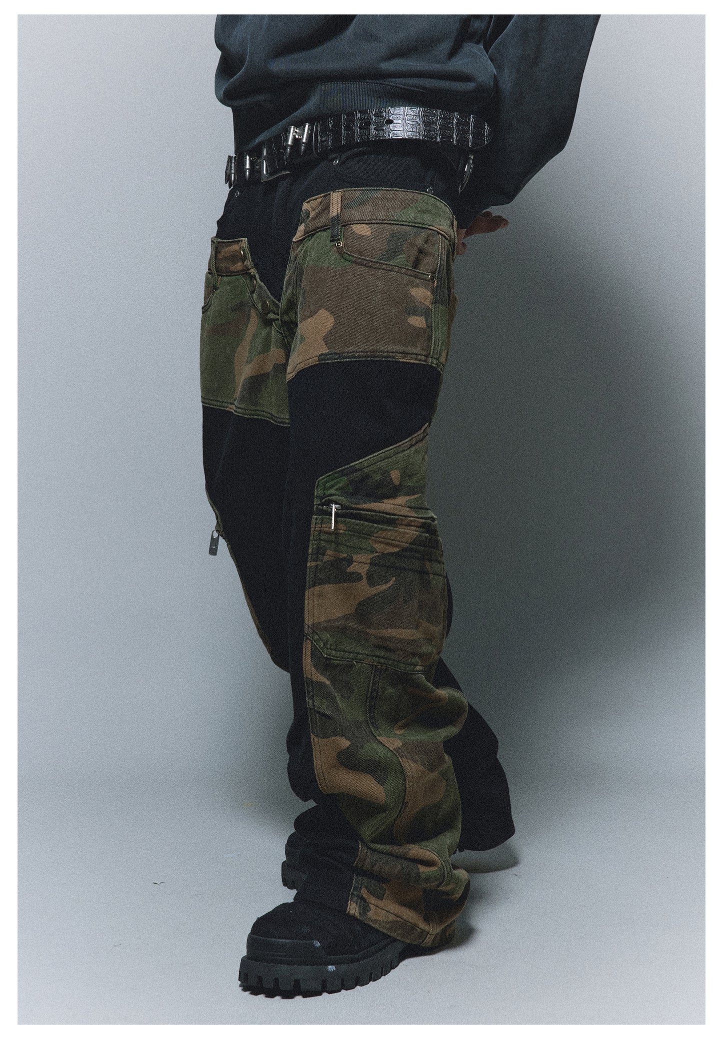 Camouflage Canvas Patchwork Pants