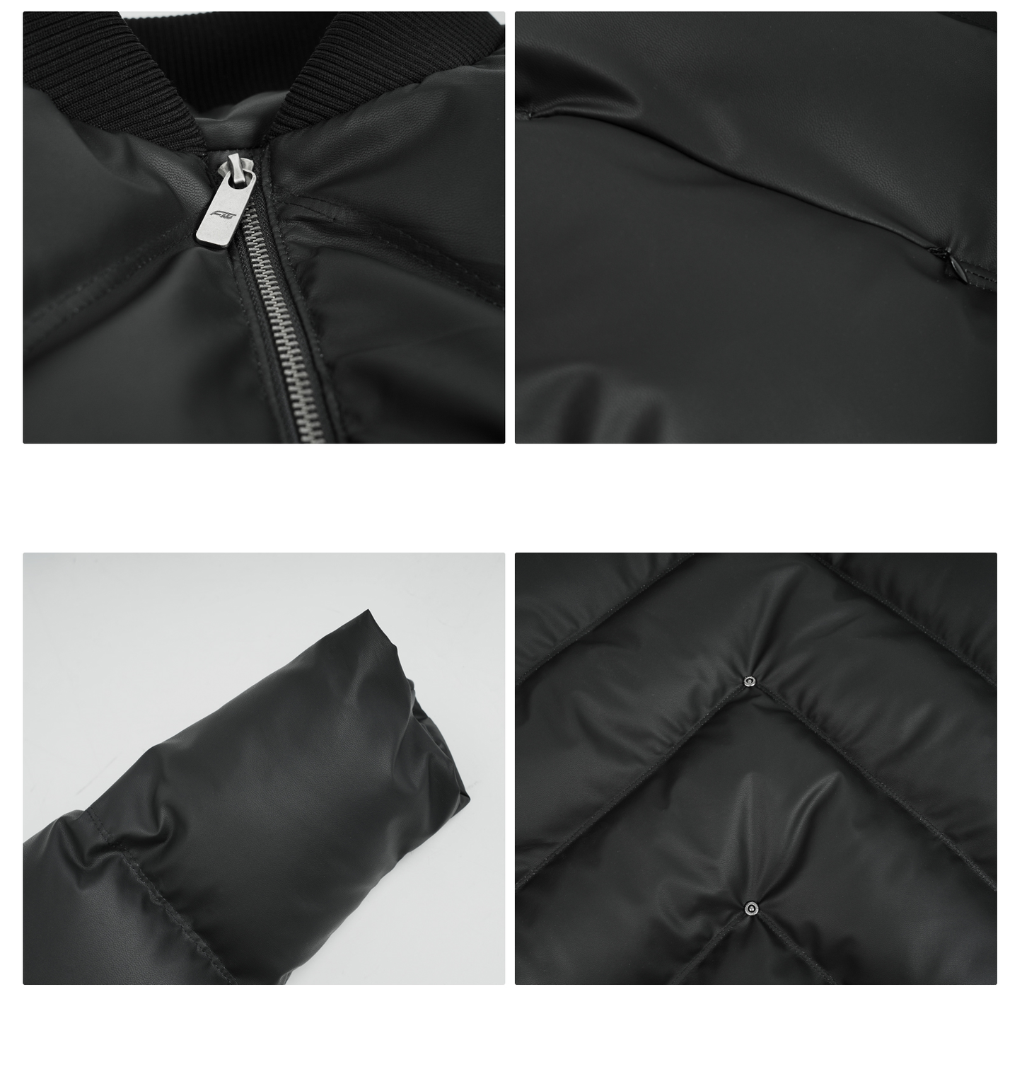 PU Leather Panel Down Jacket