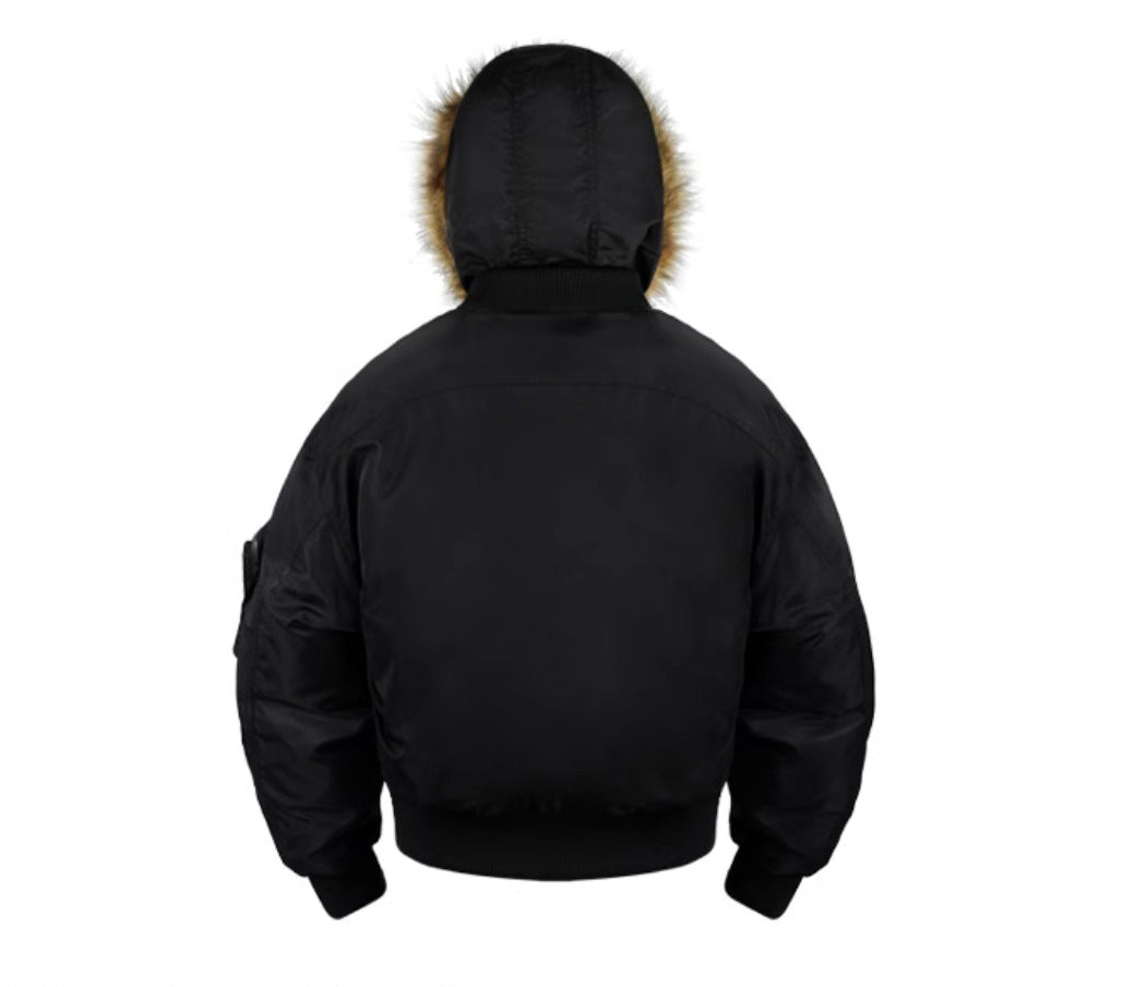 Removable Hood & Fur Trim MA-1 Bomber Jacket