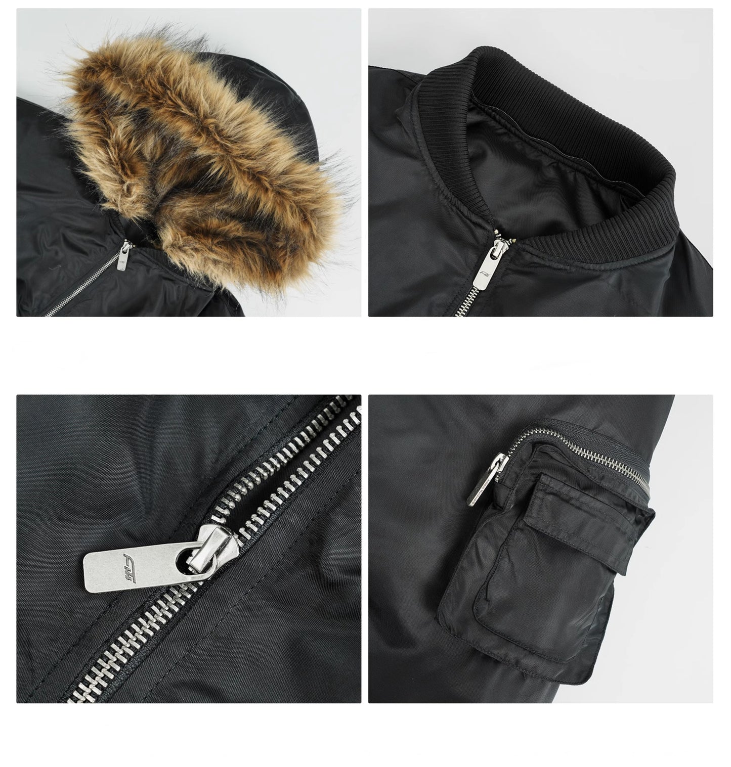 Removable Hood & Fur Trim MA-1 Bomber Jacket