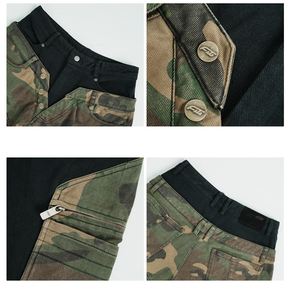 Camouflage Canvas Patchwork Pants