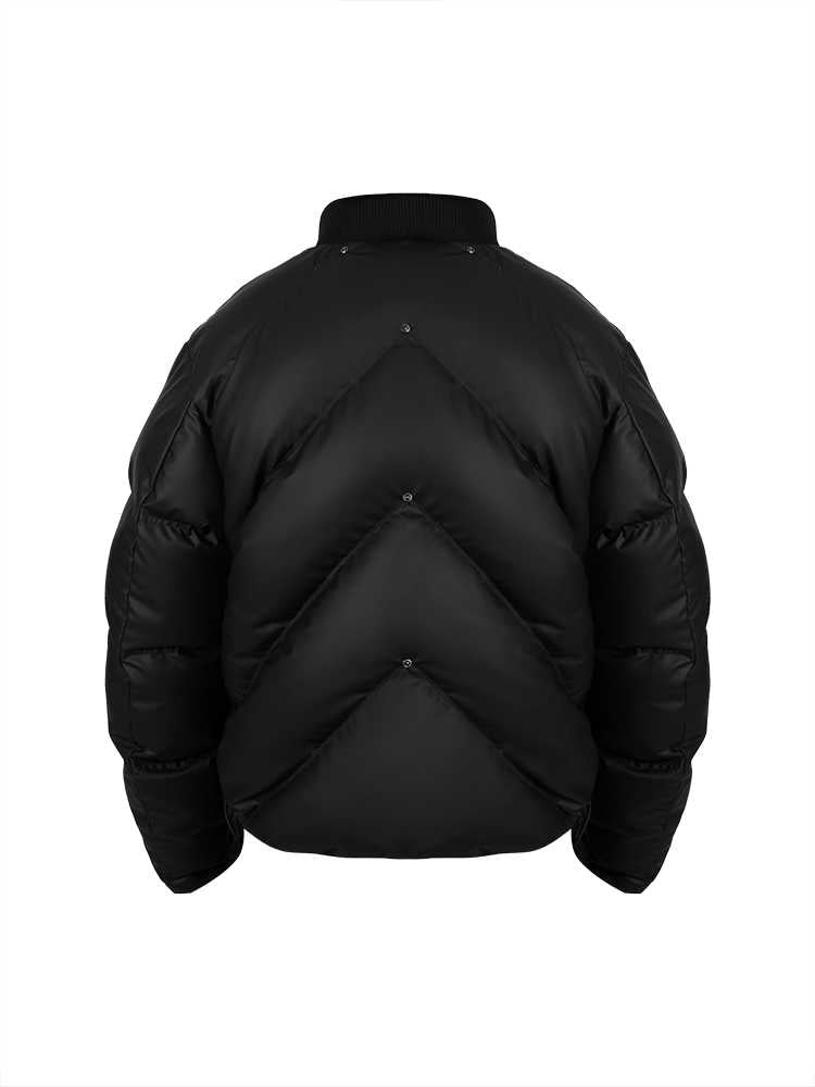 PU Leather Panel Down Jacket