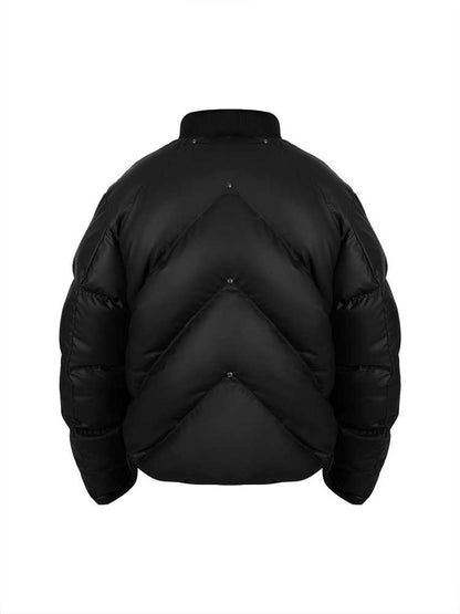 PU Leather Panel Down Jacket