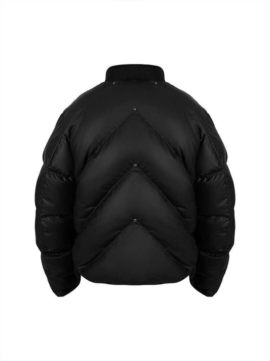 PU Leather Panel Down Jacket