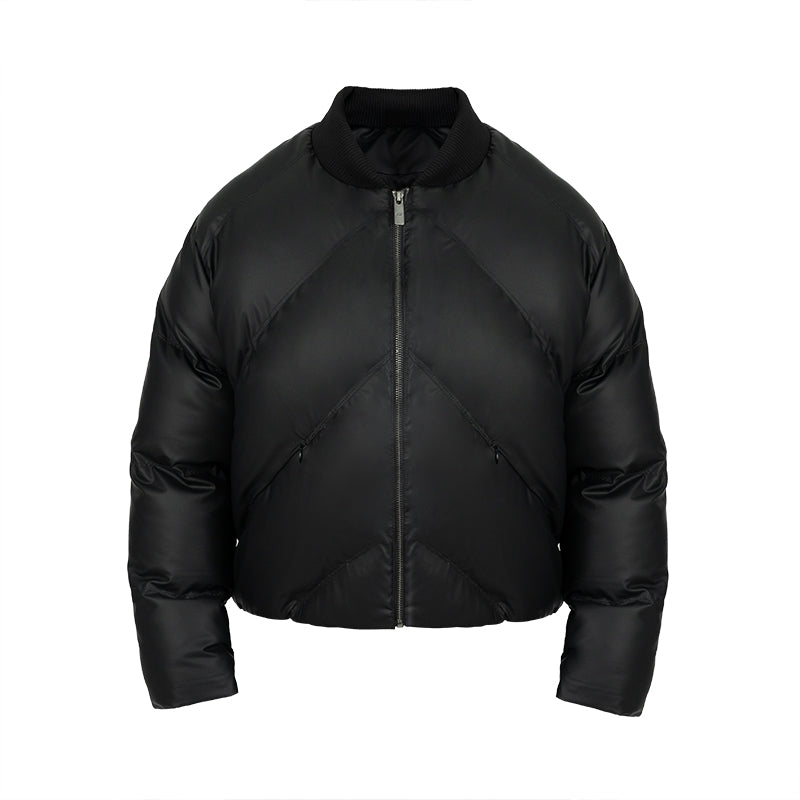 PU Leather Panel Down Jacket