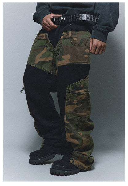 Camouflage Canvas Patchwork Pants