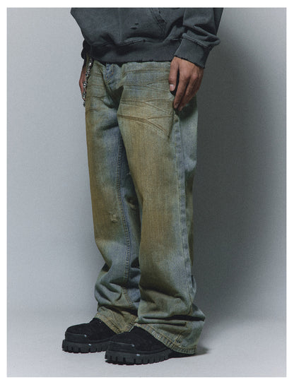 Dirty Stripe Flared Denim Pants