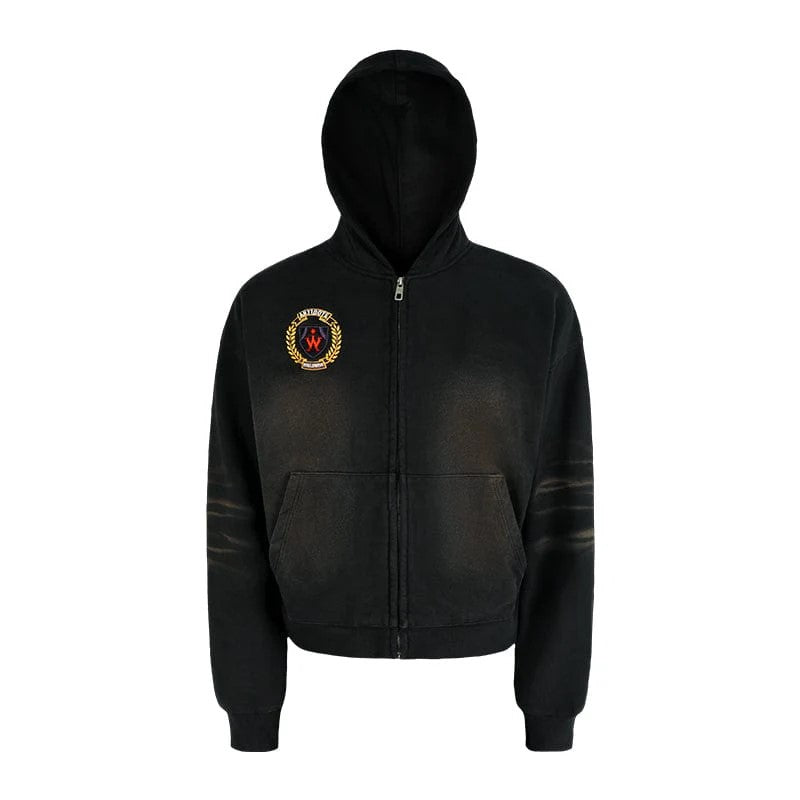 Embroidery Badge Zip-Up Jacket