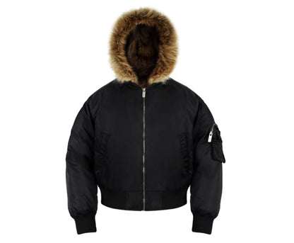 Removable Hood & Fur Trim MA-1 Bomber Jacket